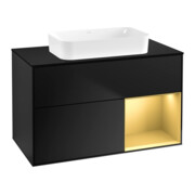 V&B Waschtischunterschrank Finion 100x60,3 cm, Reg re gol m, bla m lacquer