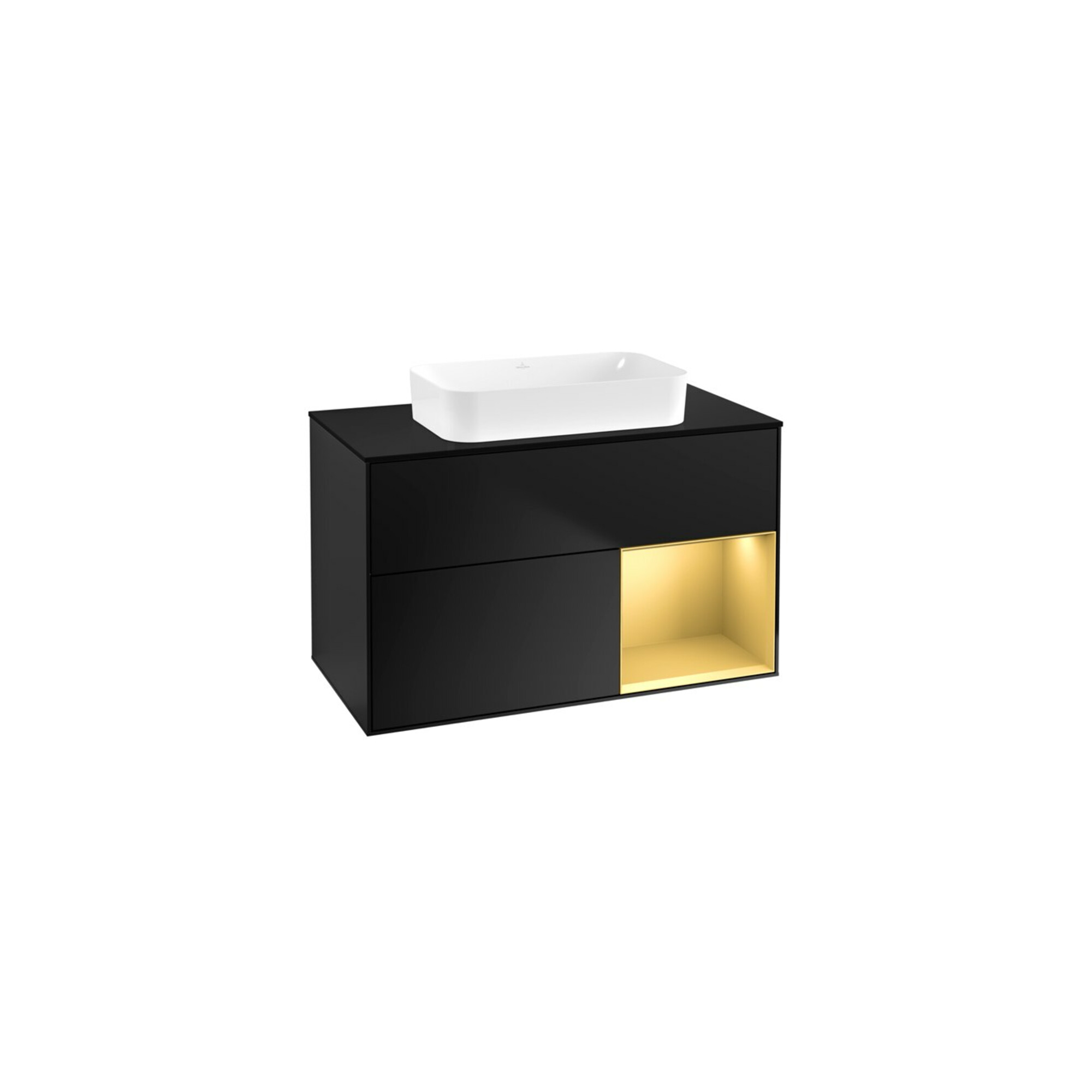 V&B Waschtischunterschrank Finion 100x60,3 cm, Reg re gol m, bla m lacquer ; Villeroy & Boch