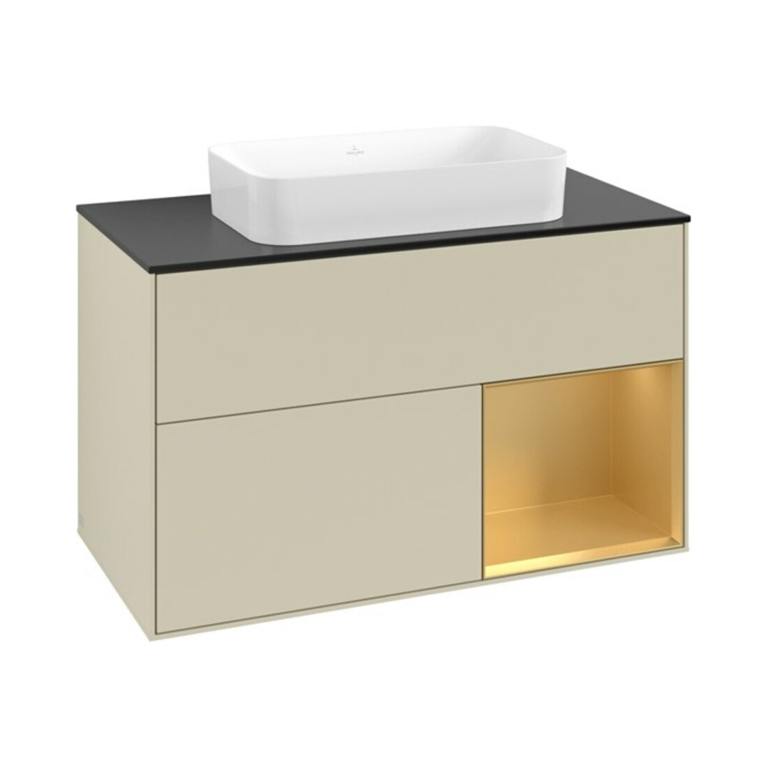 V&B Waschtischunterschrank Finion 100x60,3 cm, Reg re gol m, si Gr m Lac