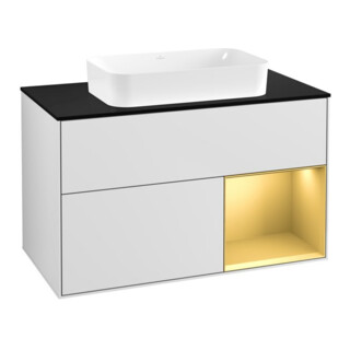 V&B Waschtischunterschrank Finion 100x60,3 cm, Reg re gol m, wh. m lacquer