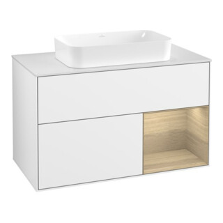 V&B Waschtischunterschrank Finion 100x60,3 cm, Reg re Oa ven, glo wh. Lac