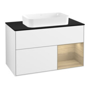 V&B Waschtischunterschrank Finion 100x60,3 cm, Reg re Oa ven, glo wh. Lac