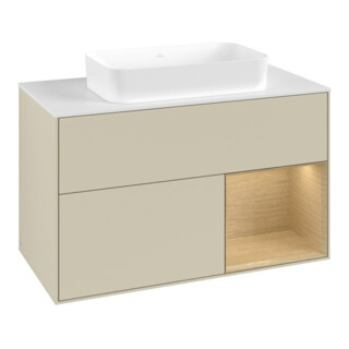 V&B Waschtischunterschrank Finion 100x60,3 cm, Reg re Oa ven, si Gr m Lac