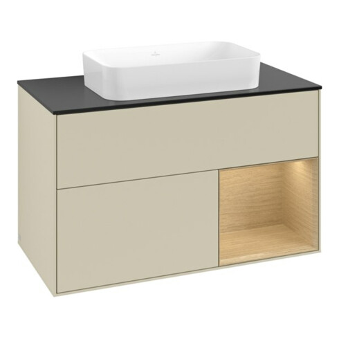 V&B Waschtischunterschrank Finion 100x60,3 cm, Reg re Oa ven, si Gr m Lac