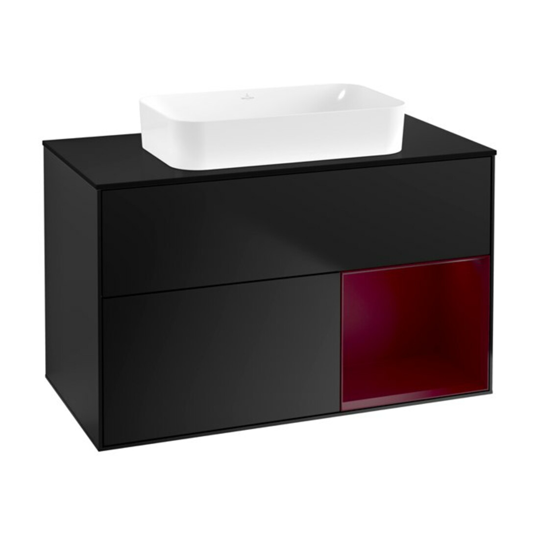V&B Waschtischunterschrank Finion 100x60,3 cm, Reg re Peo, bla m lacquer