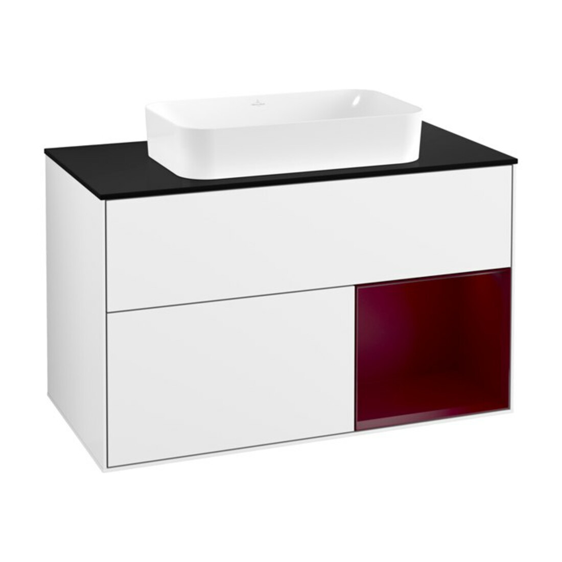V&B Waschtischunterschrank Finion 100x60,3 cm, Reg re Peo, glo wh. lacquer