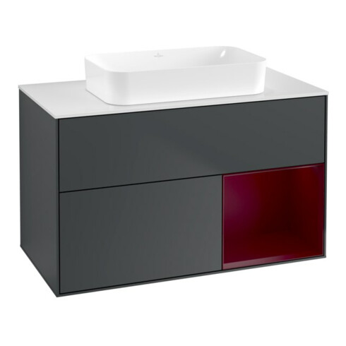 V&B Waschtischunterschrank Finion 100x60,3 cm, Reg re Peo, md bl. m Lac