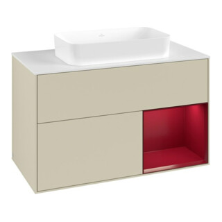 V&B Waschtischunterschrank Finion 100x60,3 cm, Reg re Peo, si Gr m Lacquer