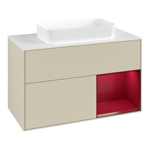 V&B Waschtischunterschrank Finion 100x60,3 cm, Reg re Peo, si Gr m Lacquer