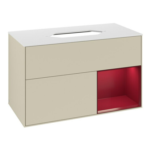 V&B Waschtischunterschrank Finion 100x60,3 cm, Reg re Peo, si Gr m Lacquer