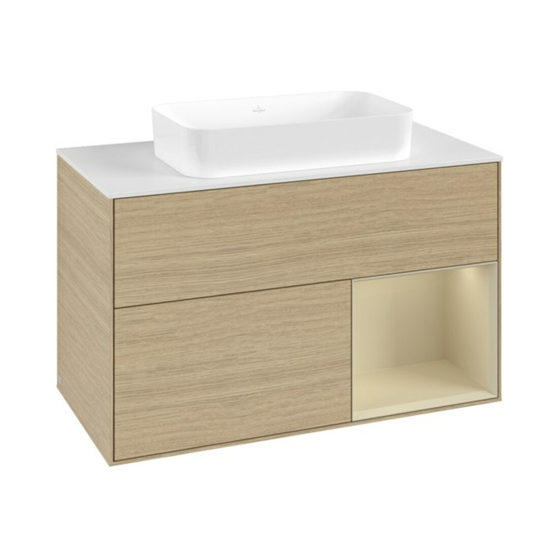 V&B Waschtischunterschrank Finion 100x60,3 cm, Reg re si Gr m Lac, Oa ven