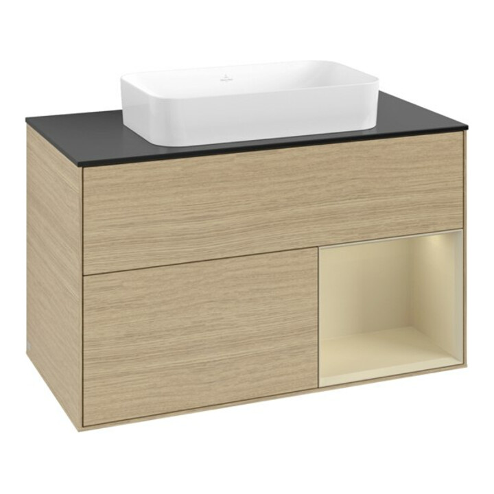 V&B Waschtischunterschrank Finion 100x60,3 cm, Reg re si Gr m Lac, Oa ven