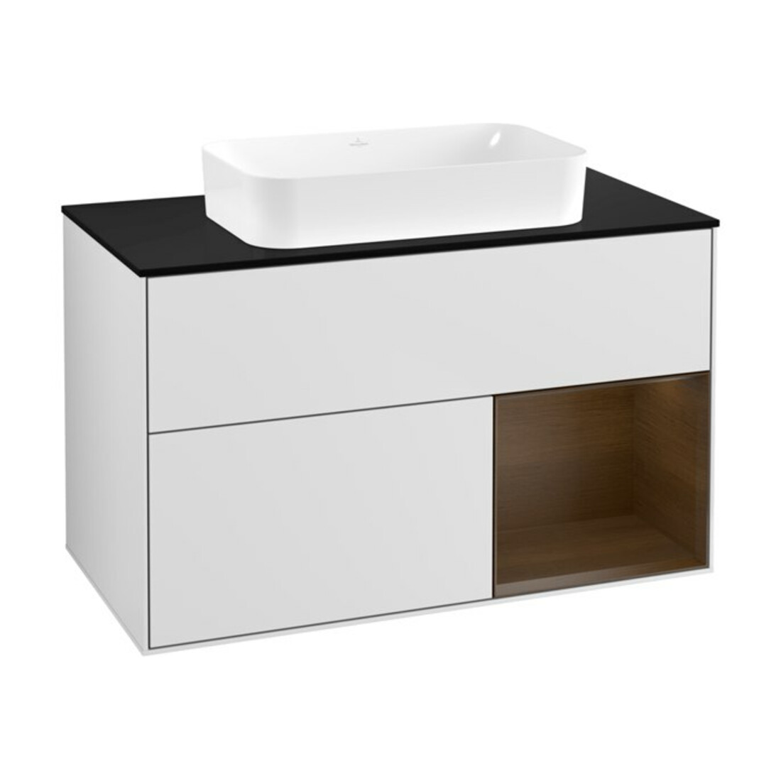 V&B Waschtischunterschrank Finion 100x60,3 cm, Reg re wal ven, wh. m Lac