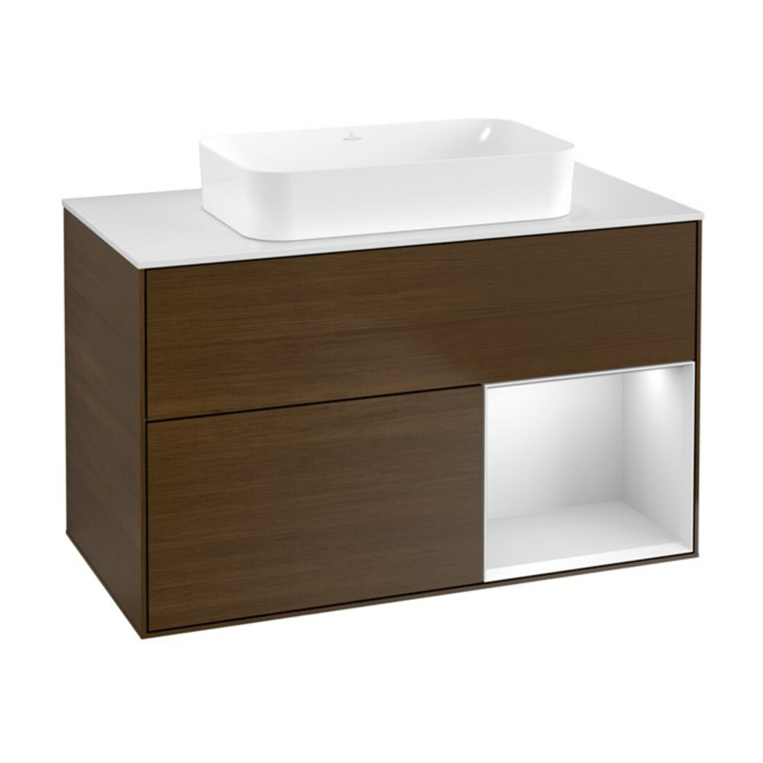 V&B Waschtischunterschrank Finion 100x60,3 cm, Reg re wh. m Lac, wal ven
