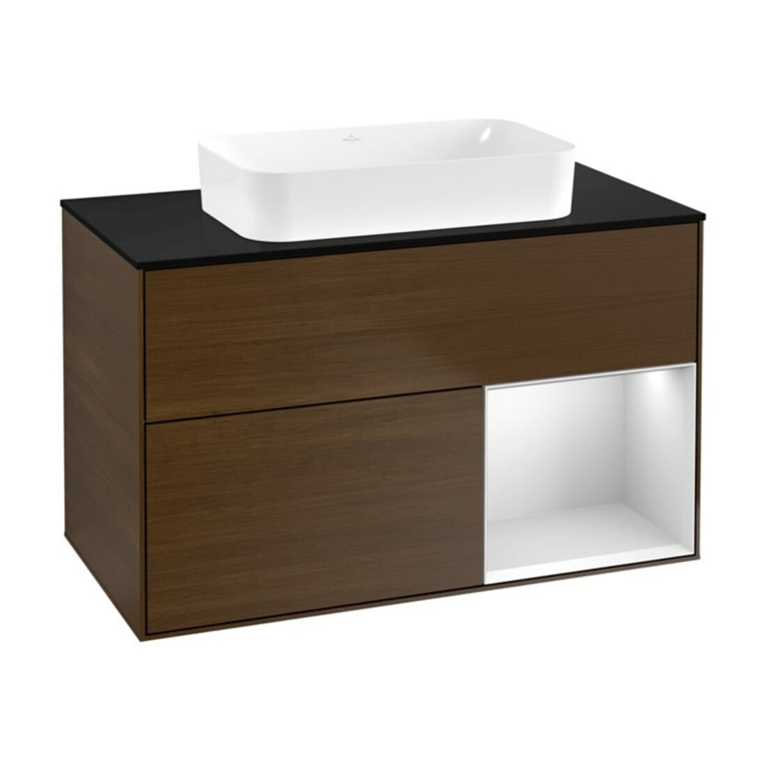 V&B Waschtischunterschrank Finion 100x60,3 cm, Reg re wh. m Lac, wal ven