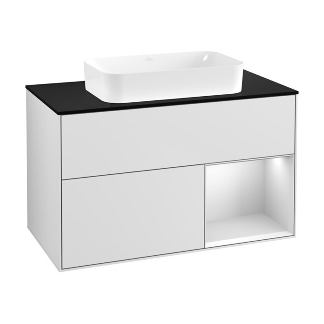 V&B Waschtischunterschrank Finion 100x60,3 cm, Reg re wh. m Lac, wh. m Lac