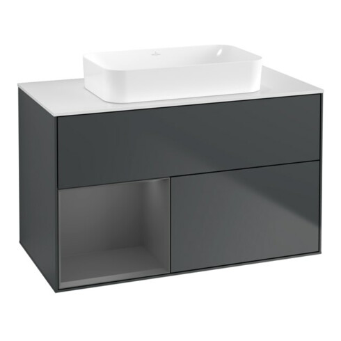 V&B Waschtischunterschrank Finion 100x60,3 cm, Rg l A m, md bl. m Lac