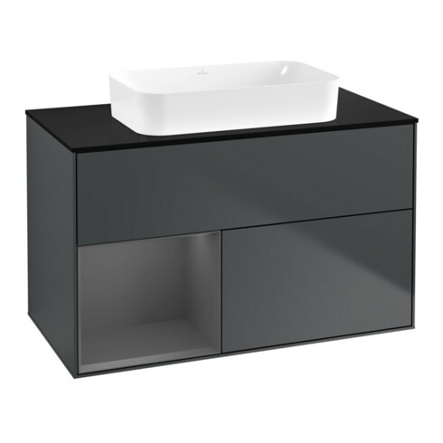 V&B Waschtischunterschrank Finion 100x60,3 cm, Rg l A m, md bl. m Lac