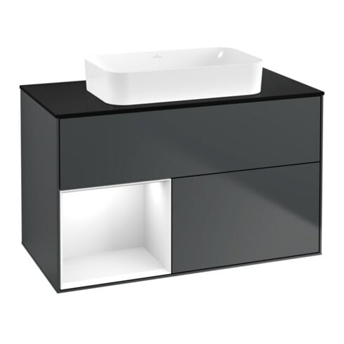 V&B Waschtischunterschrank Finion 100x60,3 cm, Rg l g w Lac, md bl. m Lac