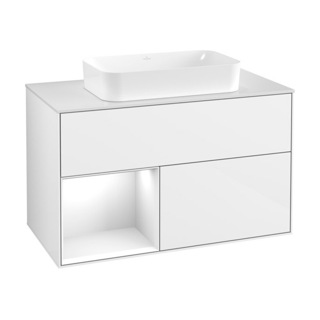 V&B Waschtischunterschrank Finion 100x60,3 cm, Rg l g wh. Lac, glo wh. Lac