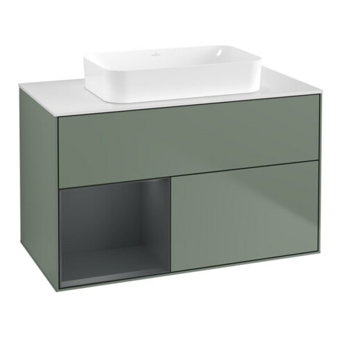 V&B Waschtischunterschrank Finion 100x60,3 cm, Rg l md b m Lac, Oli. m Lac