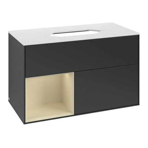V&B Waschtischunterschrank Finion 100x60,3 cm, Rg l si Gr m Lac, bla m Lac
