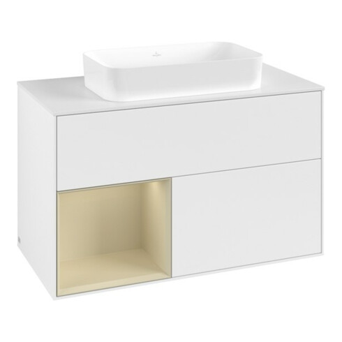 V&B Waschtischunterschrank Finion 100x60,3 cm, Rg l si Gr m Lac, wh. m Lac