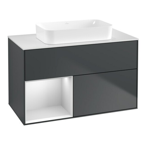 V&B Waschtischunterschrank Finion 100x60,3 cm, Rg l w m Lac, md bl. m Lac