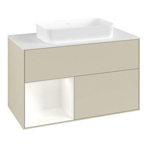 V&B Waschtischunterschrank Finion 100x60,3 cm, Rg l wh. m Lac, si Gr m Lac