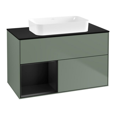 V&B Waschtischunterschrank Finion 100x60,3 cm, Rg li bla m Lac, Oli. m Lac