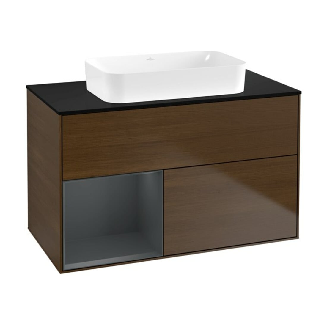 V&B Waschtischunterschrank Finion 100x60,3 cm, Rg li md bl. m Lac, wal ven