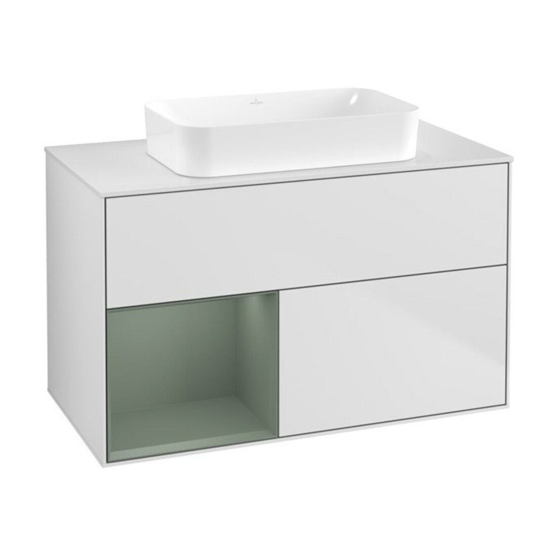 V&B Waschtischunterschrank Finion 100x60,3 cm, Rg li Oli. m Lac, wh. m Lac