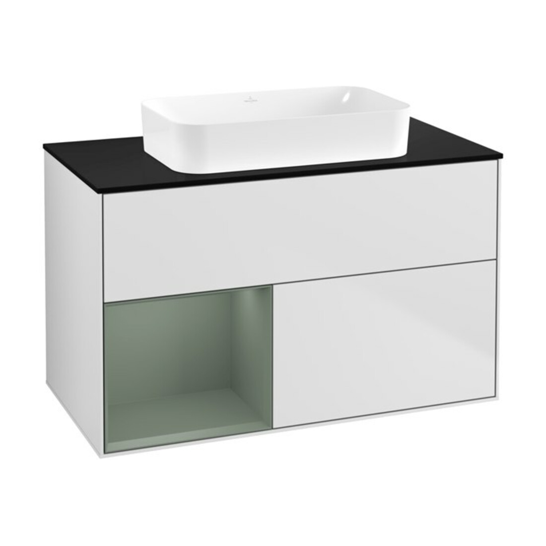 V&B Waschtischunterschrank Finion 100x60,3 cm, Rg li Oli. m Lac, wh. m Lac