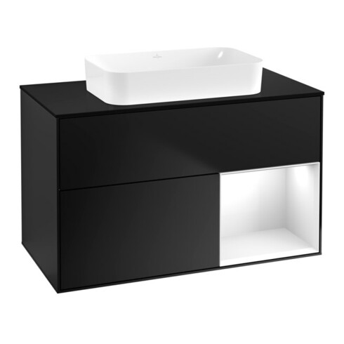 V&B Waschtischunterschrank Finion 100x60,3 cm, Rg r glo wh. Lac, bla m Lac