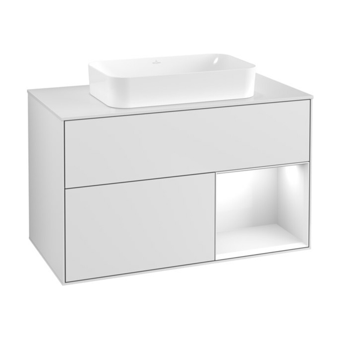 V&B Waschtischunterschrank Finion 100x60,3 cm, Rg r glo wh. Lac, wh. m Lac