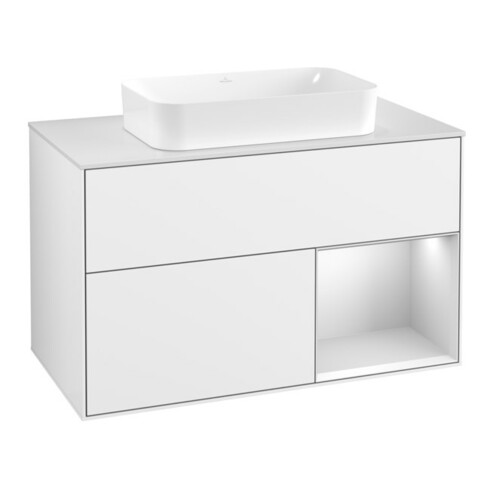 V&B Waschtischunterschrank Finion 100x60,3 cm, Rg r wh. m Lac, glo wh. Lac