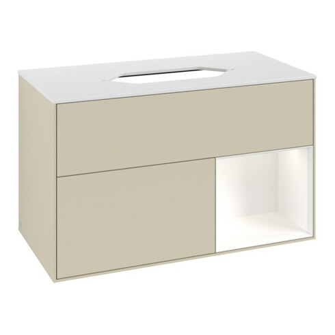 V&B Waschtischunterschrank Finion 100x60,3 cm, Rg r wh. m Lac, si Gr m Lac