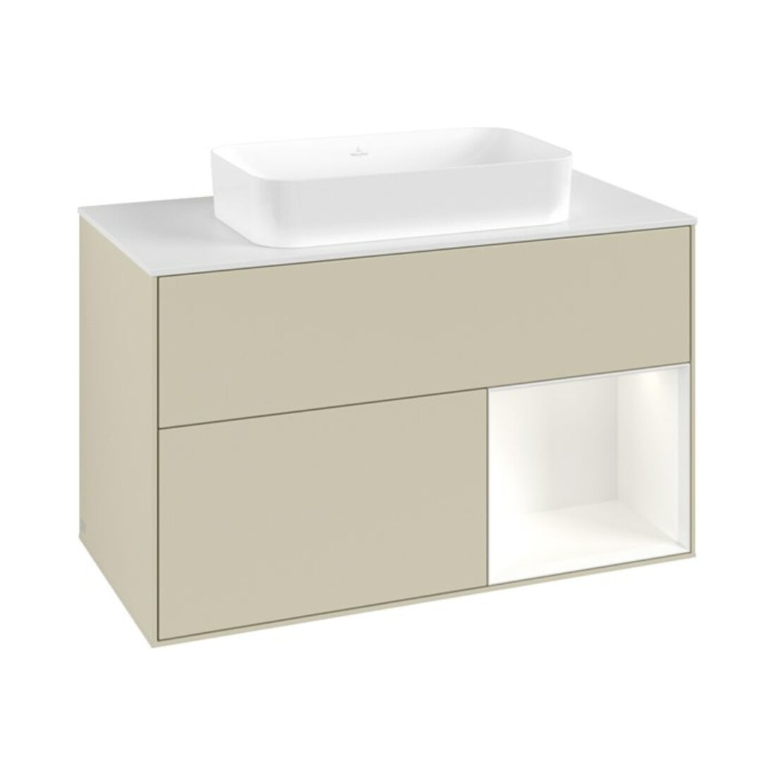 V&B Waschtischunterschrank Finion 100x60,3 cm, Rg r wh. m Lac, si Gr m Lac
