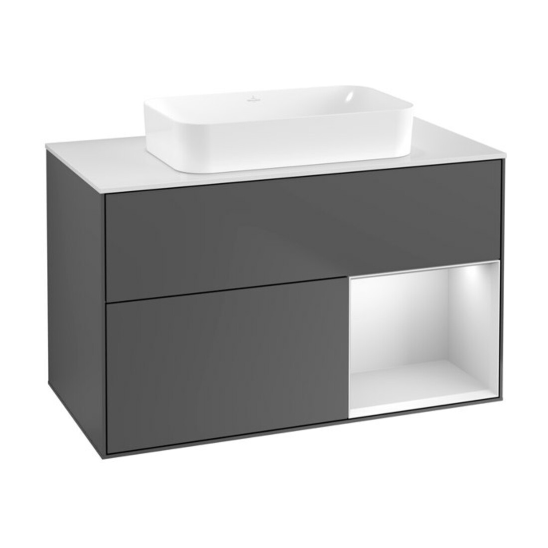 V&B Waschtischunterschrank Finion 100x60,3 cm, Rg re wh. m Lac, Anthrac. m