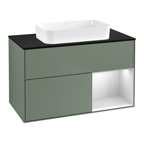 V&B Waschtischunterschrank Finion 100x60,3 cm, Rg re wh. m Lac, Oli. m Lac