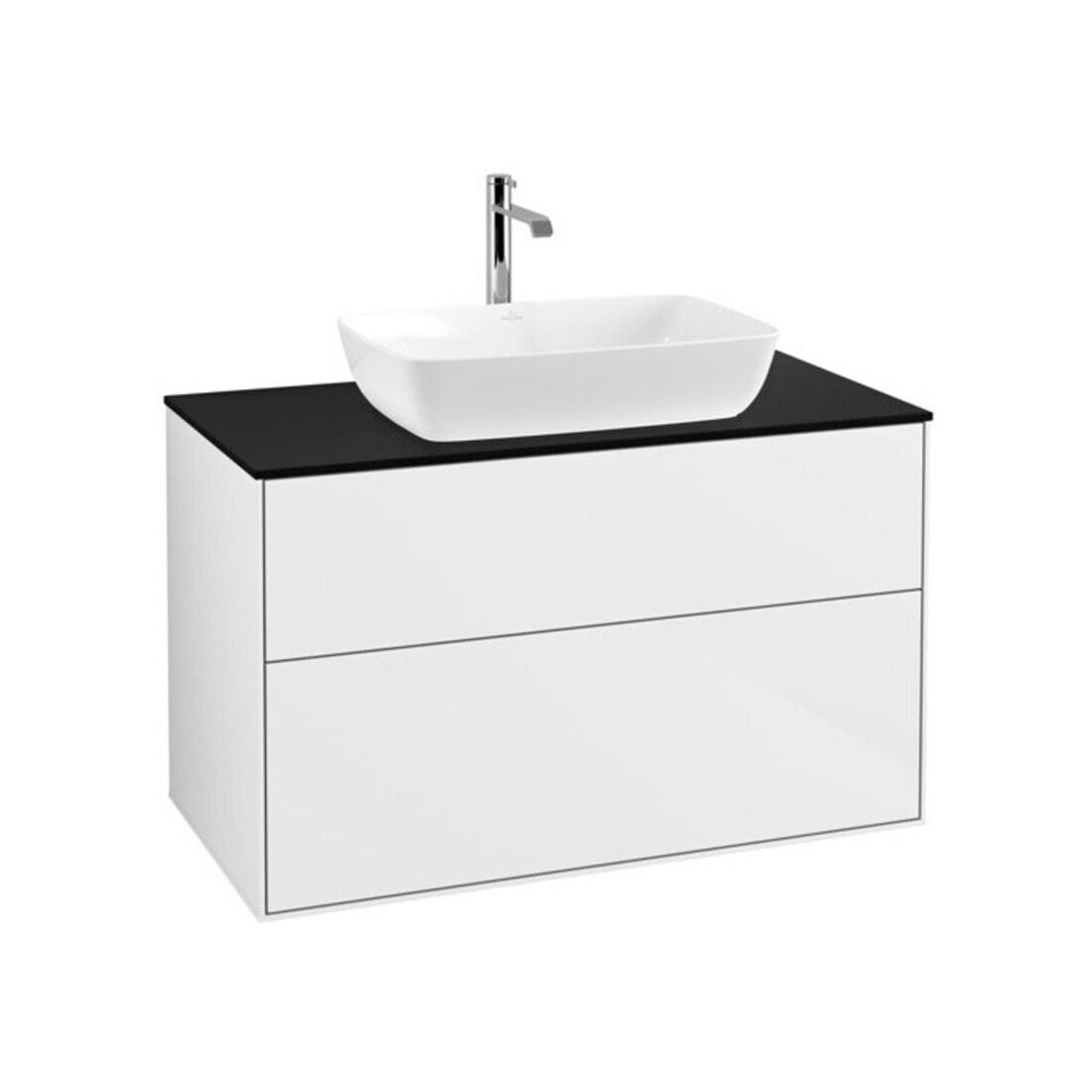 V&B Waschtischunterschrank Finion 100x60,3cm, Abd.-Pl. bla m, glo wh. Lac
