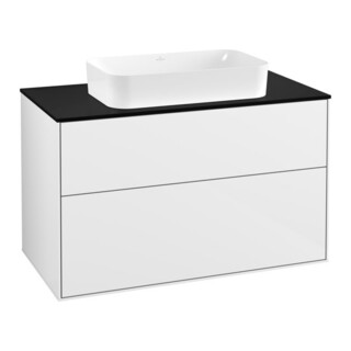 V&B Waschtischunterschrank Finion 100x60,3cm, Abd.-Pl. bla m, glo wh. Lac