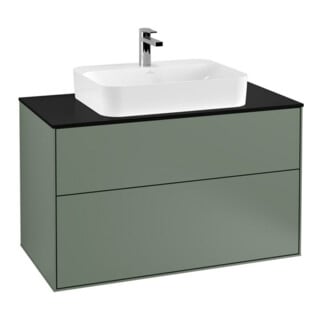 V&B Waschtischunterschrank Finion 100x60,3cm, Abd.-Pl. bla m, Oli. m Lac