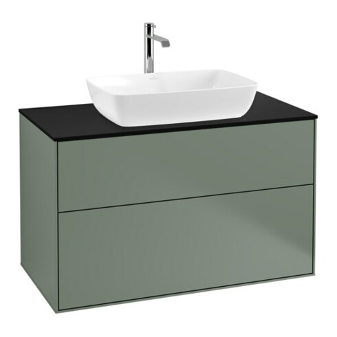 V&B Waschtischunterschrank Finion 100x60,3cm, Abd.-Pl. bla m, Oli. m Lac