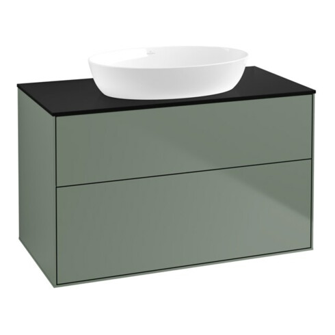 V&B Waschtischunterschrank Finion 100x60,3cm, Abd.-Pl. bla m, Oli. m Lac