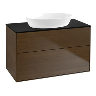 V&B Waschtischunterschrank Finion 100x60,3cm, Abd.-Pl. bla m, wal veneer