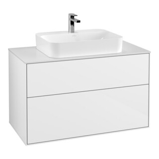 V&B Waschtischunterschrank Finion 100x60,3cm, Abd.-Pl. wh. m, glo wh. Lac