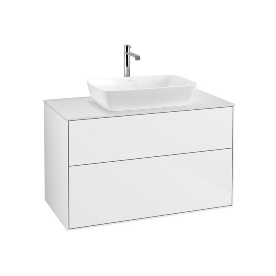 V&B Waschtischunterschrank Finion 100x60,3cm, Abd.-Pl. wh. m, glo wh. Lac