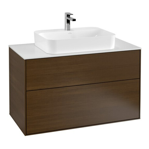 V&B Waschtischunterschrank Finion 100x60,3cm, Abd.-Pl. wh. m, wal veneer