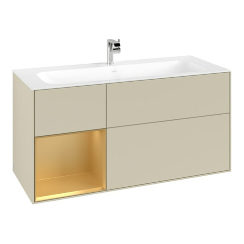 V&B Waschtischunterschrank Finion 119,6x59,1cm, Reg li gol m, si Gr m Lac